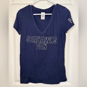 Pink Brand Seahawks Rhinestone Navy Tshirt